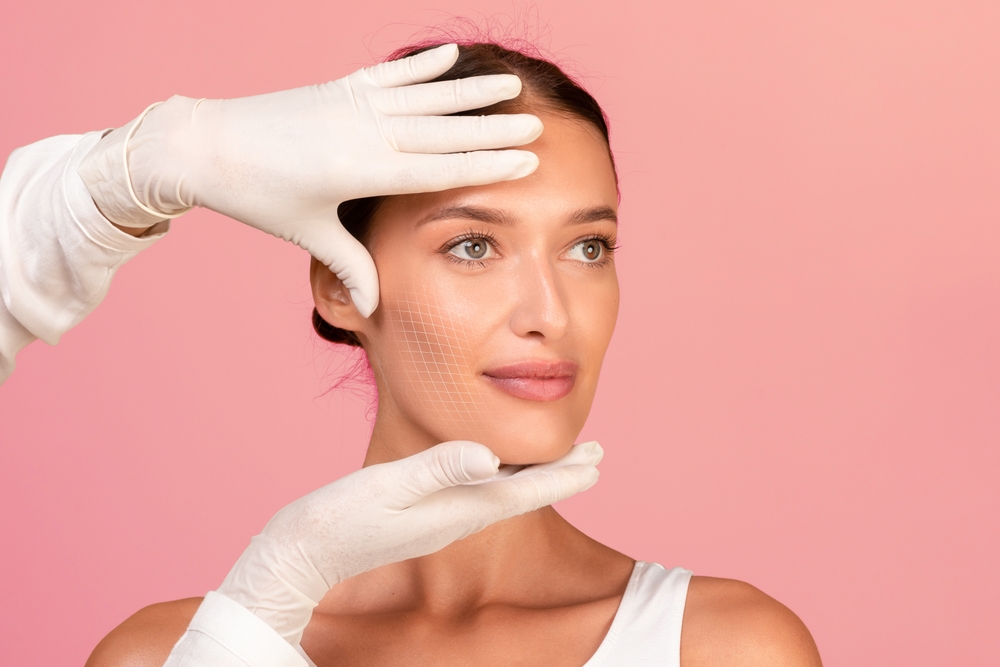 Woman's face being examined for a facelift in Suffolk County, NY